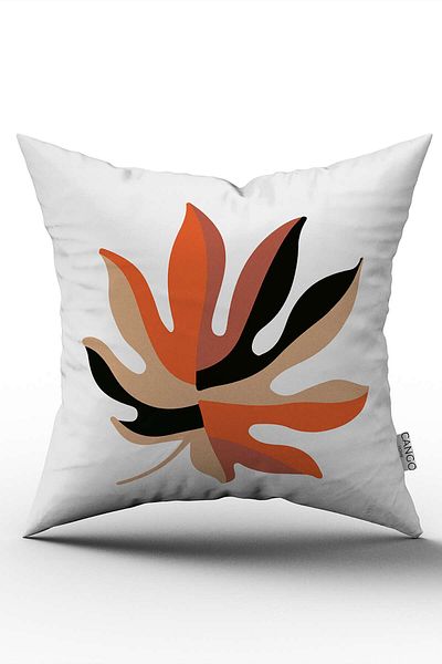 Cango Home Orange Black Decorative Modern Leaf Pattern Digital Printed Throw Pillow Pillow Case Cgh720