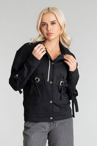 Bold & Young Women's Viscose Polyester Lycra Fabric Jacket with Bird Eye and Zipper Accessory and Snap Pocket