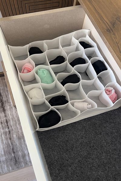ADARYA HOME 30 Eyed Honeycomb Organizer - Ύφασμα - Συρτάρι Εσωτερικό - 40 x 35 - Λευκό