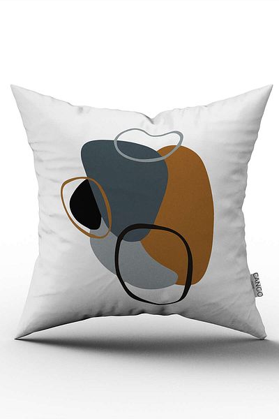 Cango Home Καφέ Navy Blue Μοντέρνο Αφηρημένο Μοτίβο Ψηφιακή Εκτυπωμένη Μαξιλαροθήκη Ριχτάρι Cgh711