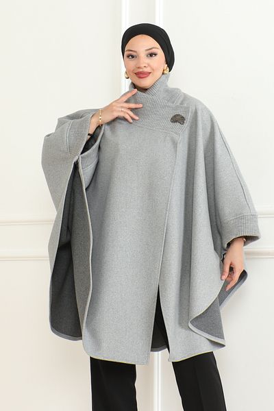 KADEEM Gray Knitwear Poncho