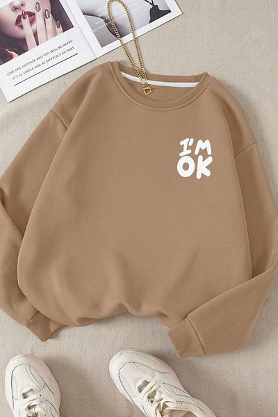 Moda Glo Унисекс памучен суичър с щампован мускулест гръб с кръгло деколте