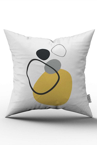 Cango Home Față de pernă decorativă, modernă, abstractă, imprimată digitală, gri galbenă Cgh714