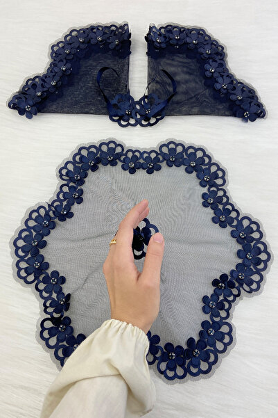 ZEYMERADE منديل العروس والعريس باللون الأزرق الداكن مع حجر لامع لحفلات الزفاف وصيفة العروس وعد الخطوبة والحناء والختان منديل العروس