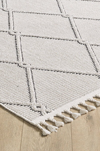 Empera Ibiza - Vista Geometrik Toz Vermeyen Iskandinav Desen Saçaklı Halı