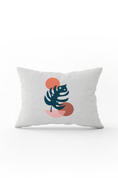 Cango Home Navy Blue Orange Modern Style Leaf Patterned Digital Printed Throw Pillow Pillow Case Cgh688-3550 Pair