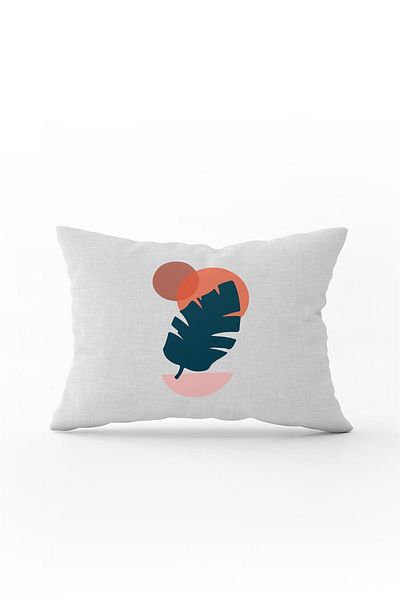 Cango Home Navy Blue Orange Modern Style Leaf Patterned Digital Printed Throw Pillow Pillow Case Cgh685-3550 Pair