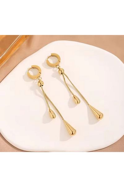 YASİN TOPÇU Steel Gold Earrings
