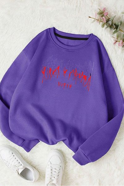 Moda Glo Unisex Βαμβακερό φούτερ με στάμπα με λαιμόκοψη