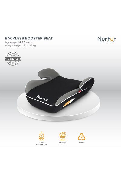 Nurtur Nova Kids Booster Seat Arm Rest Easy to Install Universally Fit Wide Cushioned Base 0-12 Years, Grey