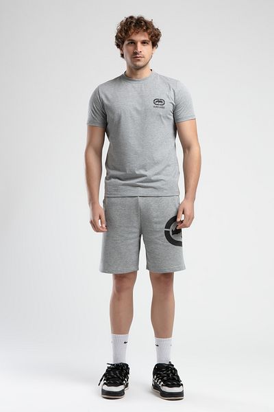ECKO UNLTD Trinity Grey Knitted Shorts Embroidered Standard Fit Men's Knitted Shorts