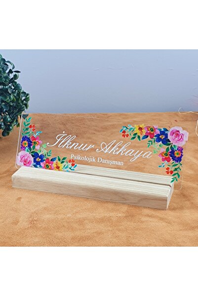 hediyekralı Kişiye Özel Çiçek Desenli Masa Isimliği Ofis - Büro ,yeni Iş Hedi...