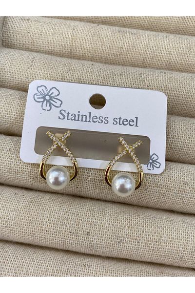 YASİN TOPÇU Steel Gold Earrings
