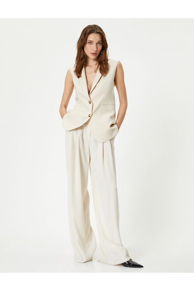 Koton Vestă lungă la două piepturi - Design cu nasturi