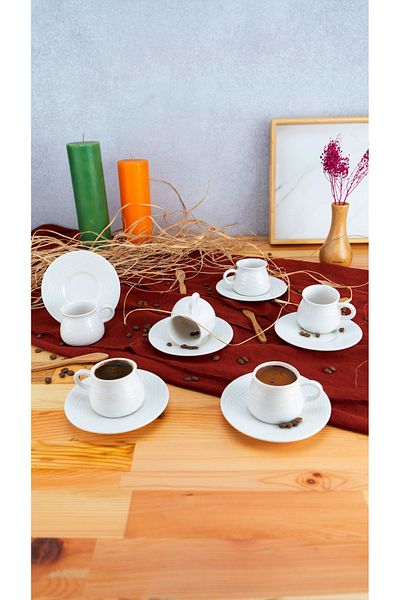Bambum Lara - 6 Person Porcelain Coffee Cup Set Sea