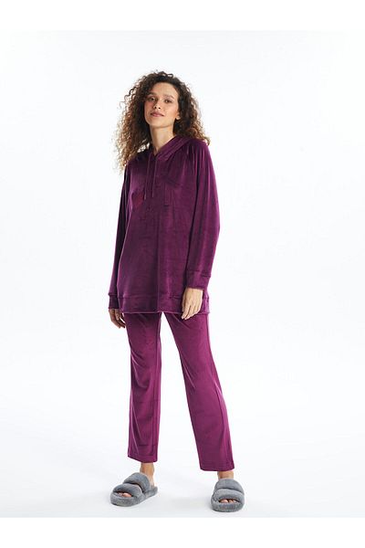 LC Waikiki Lcwk Pantaloni de pijama de damă din catifea simplă cu talie elastică