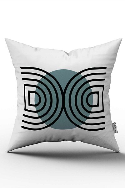 Cango Home Husă de pernă decorativă albastră neagră cu model de frunze abstracte imprimate digital Cgh723