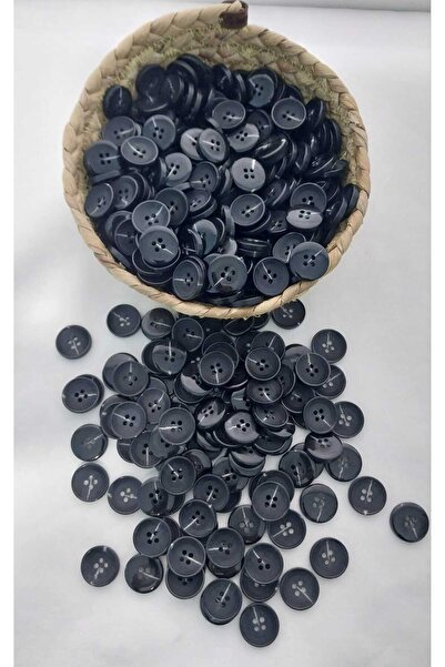 Tasarım لون أسود زر بوليستر قطر 2 سم 20 قطعة.