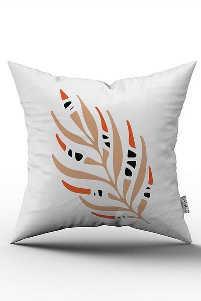 Cango Home Orange Black Decorative Modern Leaf Pattern Digital Printed Throw Pillow Pillow Case Cgh718