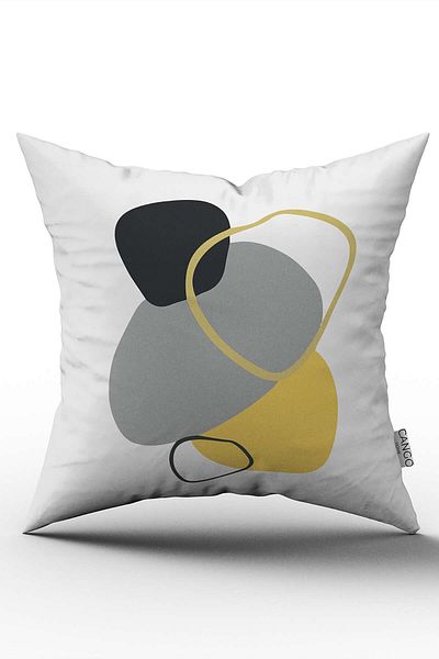 Cango Home Față de pernă decorativă, modernă, abstractă, imprimată digitală, gri galbenă, Cgh715