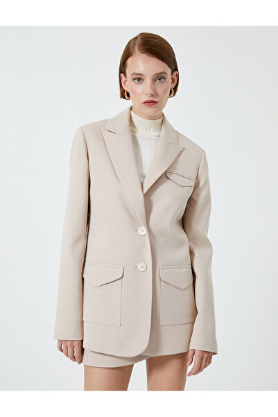 Koton Blazer Ceket Düğmeli Kapaklı Cep Detaylı