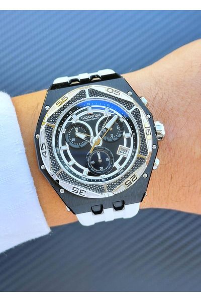 Quantum Hng1066.653 Steel Case Silicone Band Men's Wrist Watch