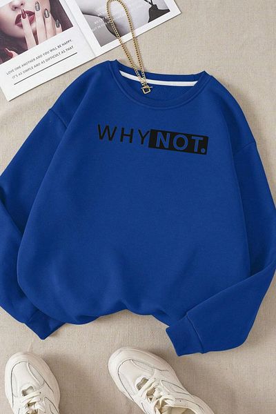 Moda Glo Hanorac din bumbac, unisex, cu imprimeu Why Not