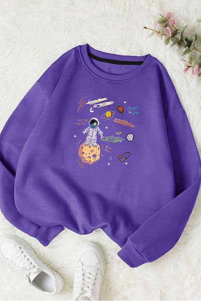Moda Glo Hanorac din bumbac, unisex, imprimat cu pisici