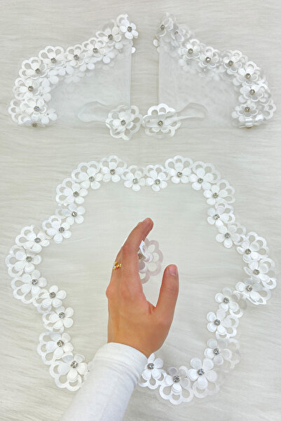 ZEYMERADE منديل العروس الأبيض، تفاصيل الحجر اللامع لحفلات الزفاف، وصيفة العرو...