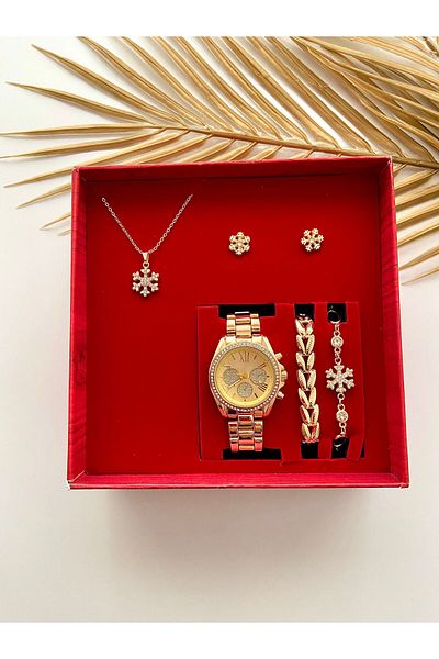 Arzu Butik Women's Wristwatch Watch, Bracelet, Necklace, Earring Gift Set