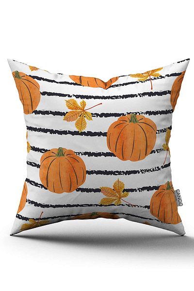 Cango Home Orange Halloween Pumpkin Patterned Digital Printed Throw Pillow Cover Cgh761