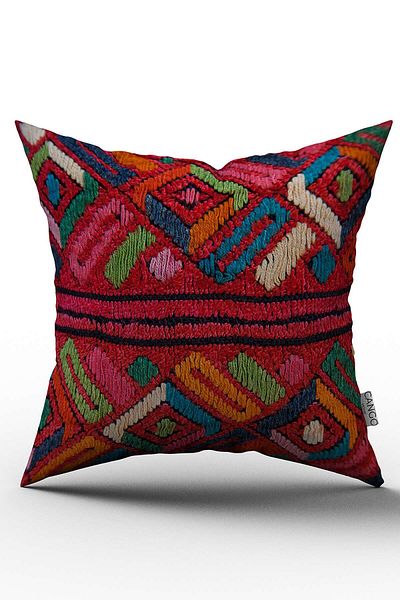 Cango Home غطاء وسادة مطبوع رقميًا بنمط عرقي أحمر - Otyk352
