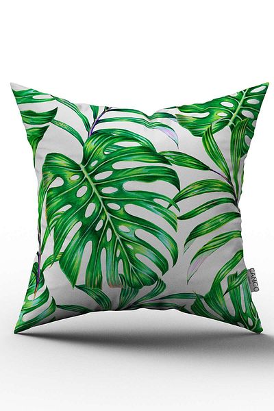 Cango Home Husă de pernă cu două fețe, verde, frunze tropicale, imprimată digitală - Otyk491-ct