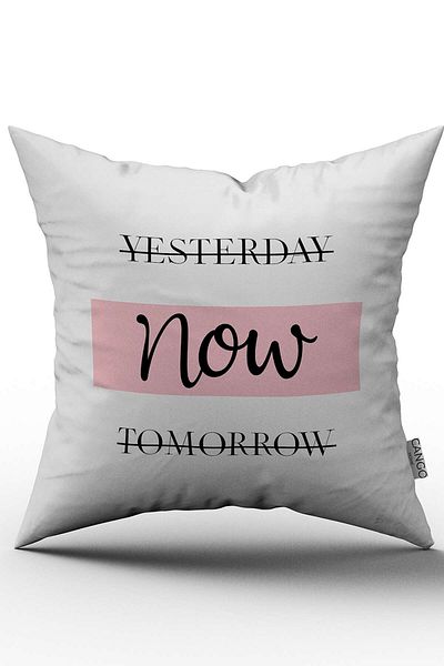 Cango Home White Black Modern Yesterday Now Tomorrow Written Decorative Kiren Case - Cgh281