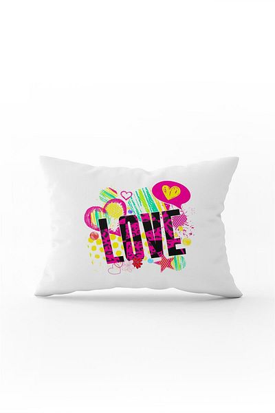 Cango Home Husă de pernă albă neagră Love Written cu imprimare digitală - Cgh451-3550 imprimată pe două fețe