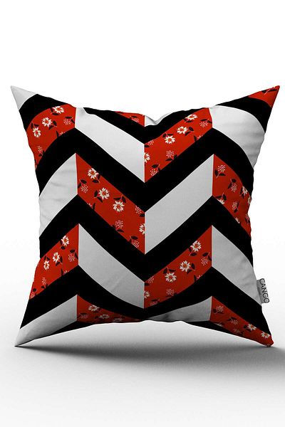 Cango Home Față de pernă cu două fețe, roșu, alb, floral, geometric, pentru pernă - Cgh272-ct
