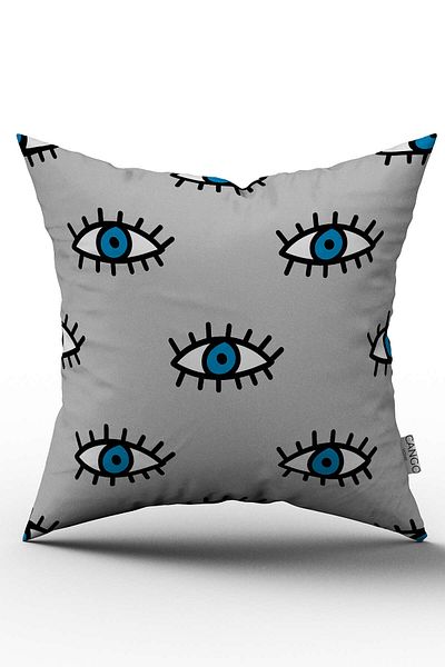 Cango Home Gray Blue Eye Patterned Double Sided Pillow Case - Cgh247-ct
