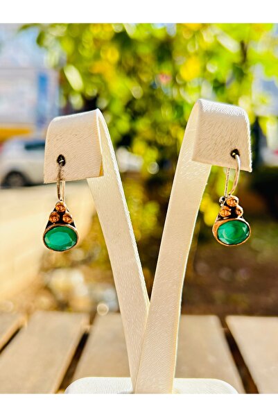 Luna Gerçek Zümrüt Doğal Taşlı Gümüş Küpe