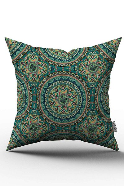 Cango Home Green Yellow Retro Vintage Patterned Digital Printed Throw Pillow Cover - Otyk049