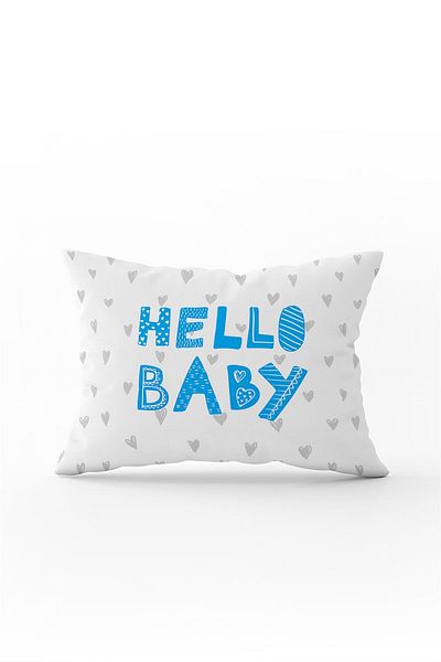 Cango Home White Blue Hello Baby Written Digital Printing Throw Pillow Pillow Case - Cgh434-3550 Double Sided Printed