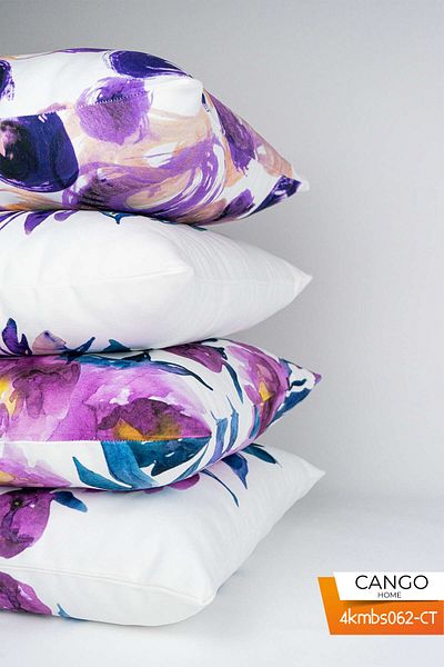 Cango Home Double Sided Purple Abstract Flower Patterned 4-Piece Digital Printed Throw Pillow Cover Set 4kmbs062-ct