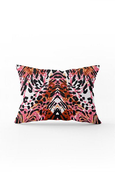 Cango Home Husă de pernă cu imprimare digitală cu model leopard roz negru - Cgh385-3550 imprimată pe două fețe
