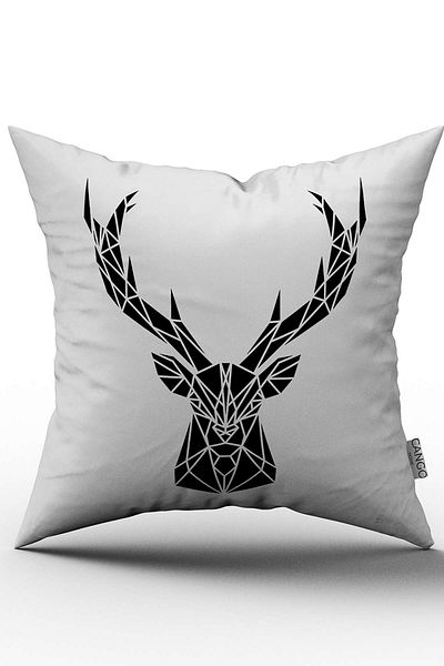 Cango Home Carcasă decorativă cu două fețe, albă, neagră, modernă, cu figurină de cerb - Cgh279-ct