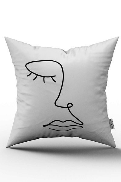 Cango Home Față de pernă cu figurină modernă albă neagră - Cgh244
