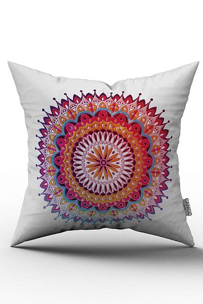 Cango Home Pernă roșie cu model mandala etnică - imprimare digitală, Otyk504