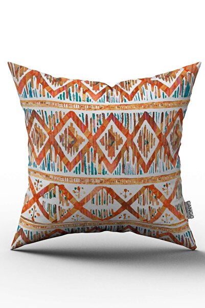 Cango Home Husă de pernă cu model etnic alb portocaliu - Cgh264