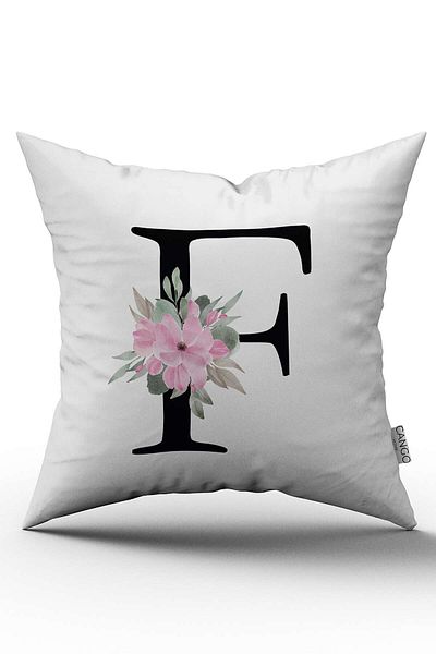 Cango Home Husă de pernă cu literă florală roz F