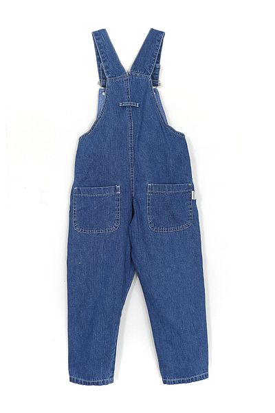 DobaKids Navy Blue Girls' Denim Salopet - με κουμπιά και αξεσουάρ λουλουδιών