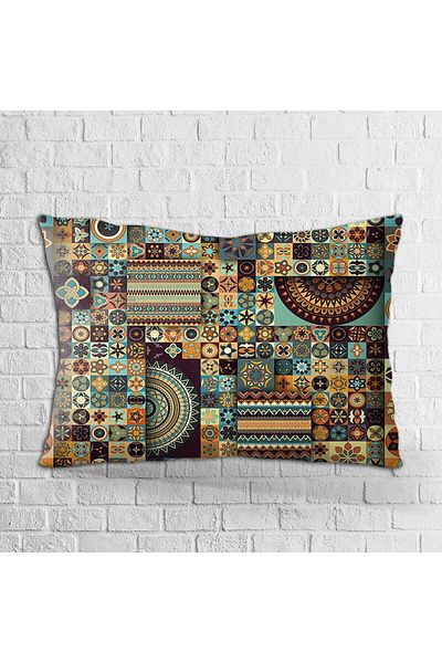 Cango Home Față de pernă cu două fețe 35x50 maro turcoaz cu model retro vintage cu imprimare digitală - Otyk281