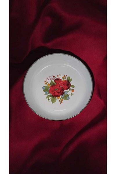 Avşar 18 cm Enamel Decorated Plate - My Home with Salade
